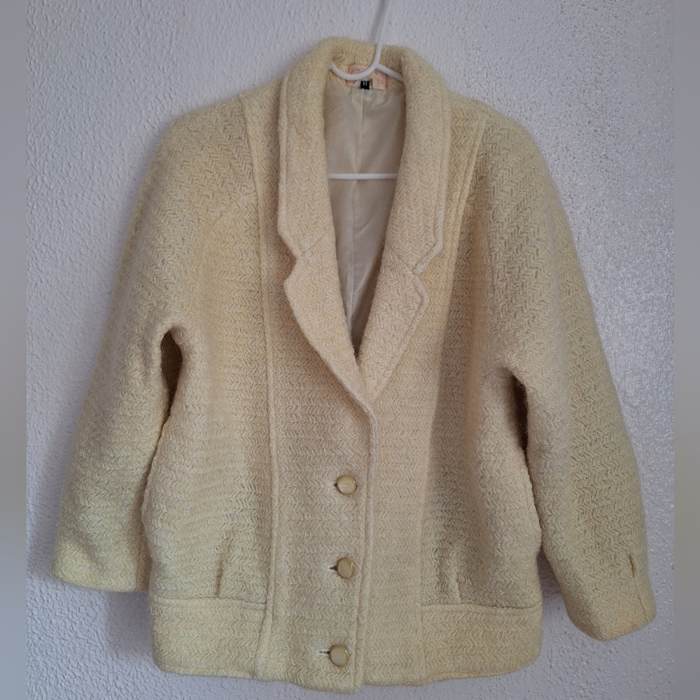 VINTAGE CAMELLIA THE FASHION VOGUE Chic Cream Women's Blazer Size 11